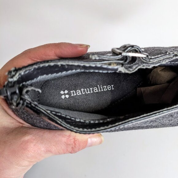 Naturalizer Gray Tweed Ankle Boot Womens 8W Nicole Office Chic Bootie - Picture 6 of 8